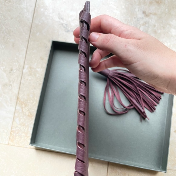 ALL SAINTS kepi clutch pouch burgundy red. Pebbled leather. PREOWNED w/ tag - Picture 9 of 10